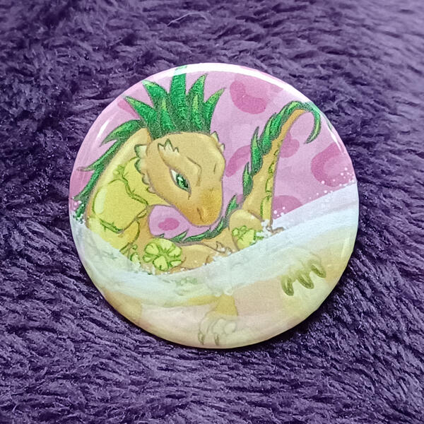 Pineapple Juice Dragon - Medium (1.45in) Button Pin Pineapple Juice Dragon - Medium (1.45in) Button Pin