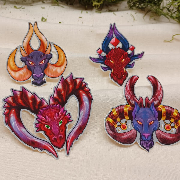 Set of 4 - Ace of Dragon Stickers - Gloss