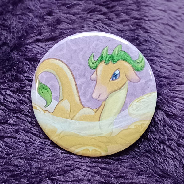 Orange Juice Dragon - Medium (1.45in) Button Pin